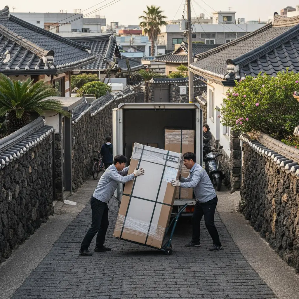 제주도쇼케이스냉동고 - 제주 좁은 골목 배송
