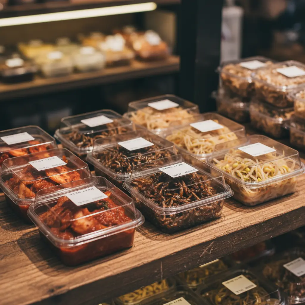 제주도반찬가게오픈 - 포장된 반찬 진열