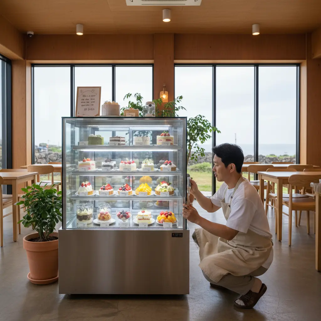 제주도음식쇼케이스 - 제주 카페 쇼케이스 설치 현장