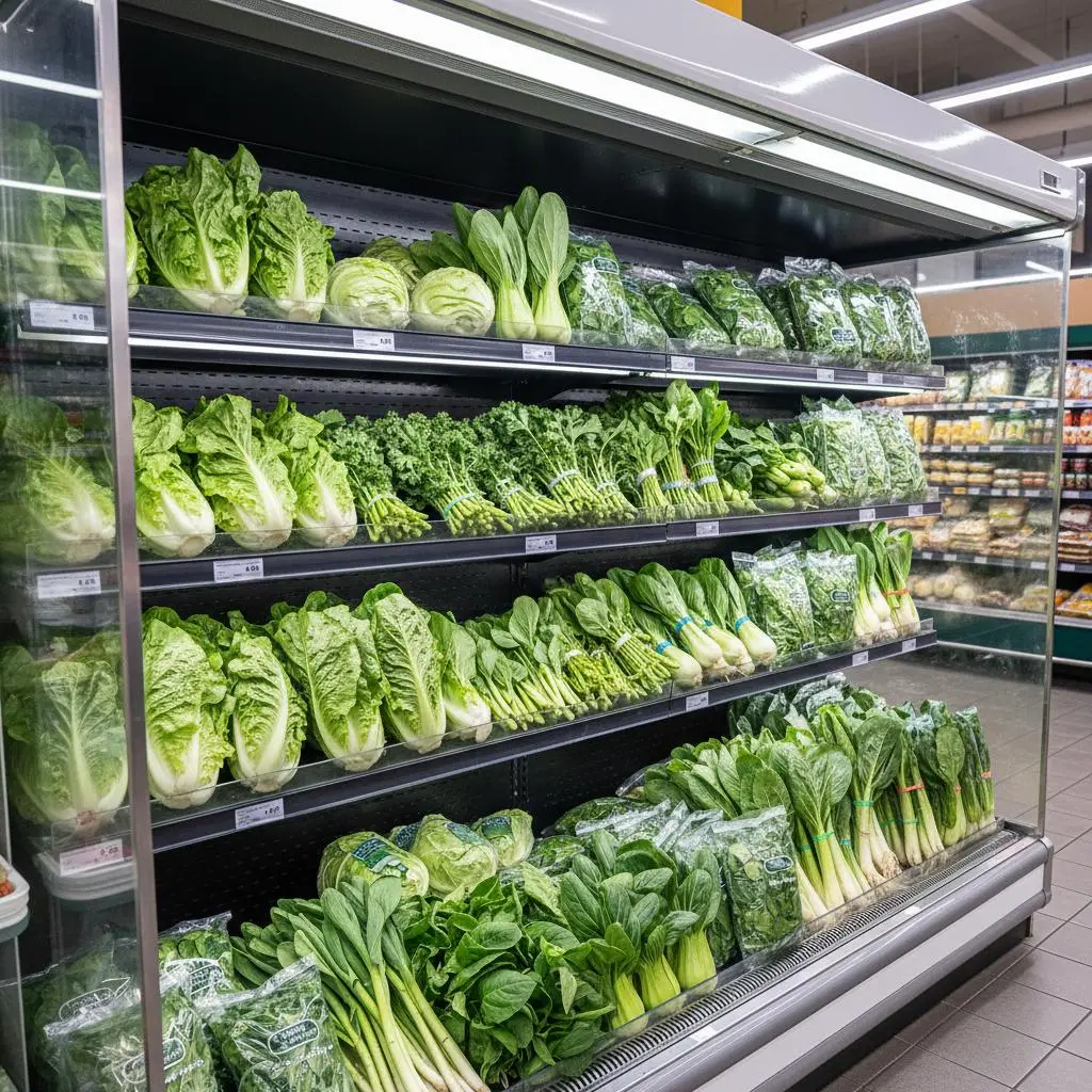 제주도채소쇼케이스 - 신선한 채소 진열의 정석