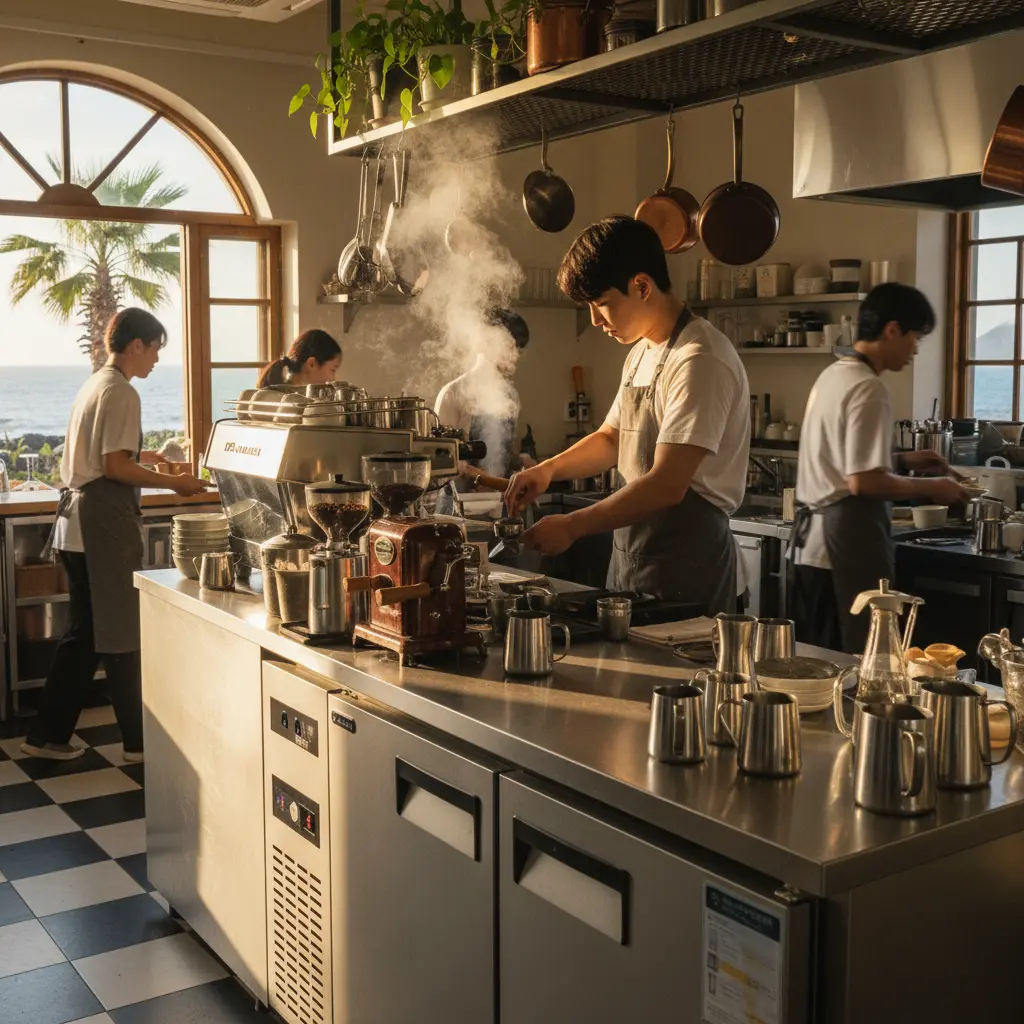 제주도카운터냉장고 - 제주 카페 주방 필수템