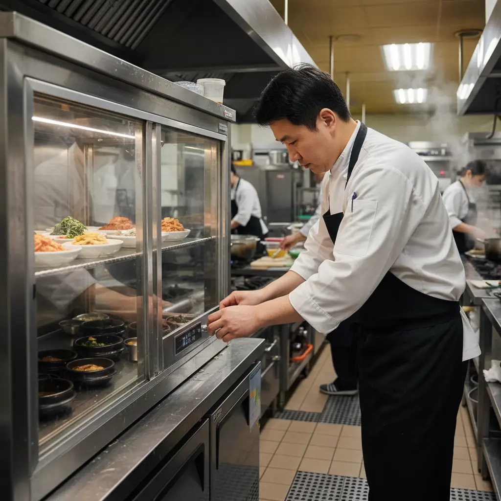 제주도테이블반찬냉장고 - 스테인리스 재질 확인