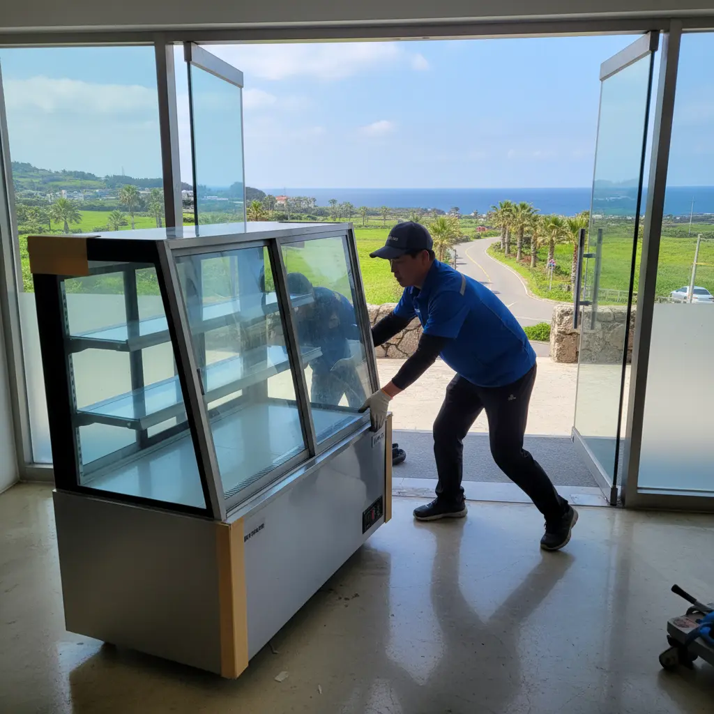 제주도편의점쇼케이스 - 꼼꼼한 설치가 생명