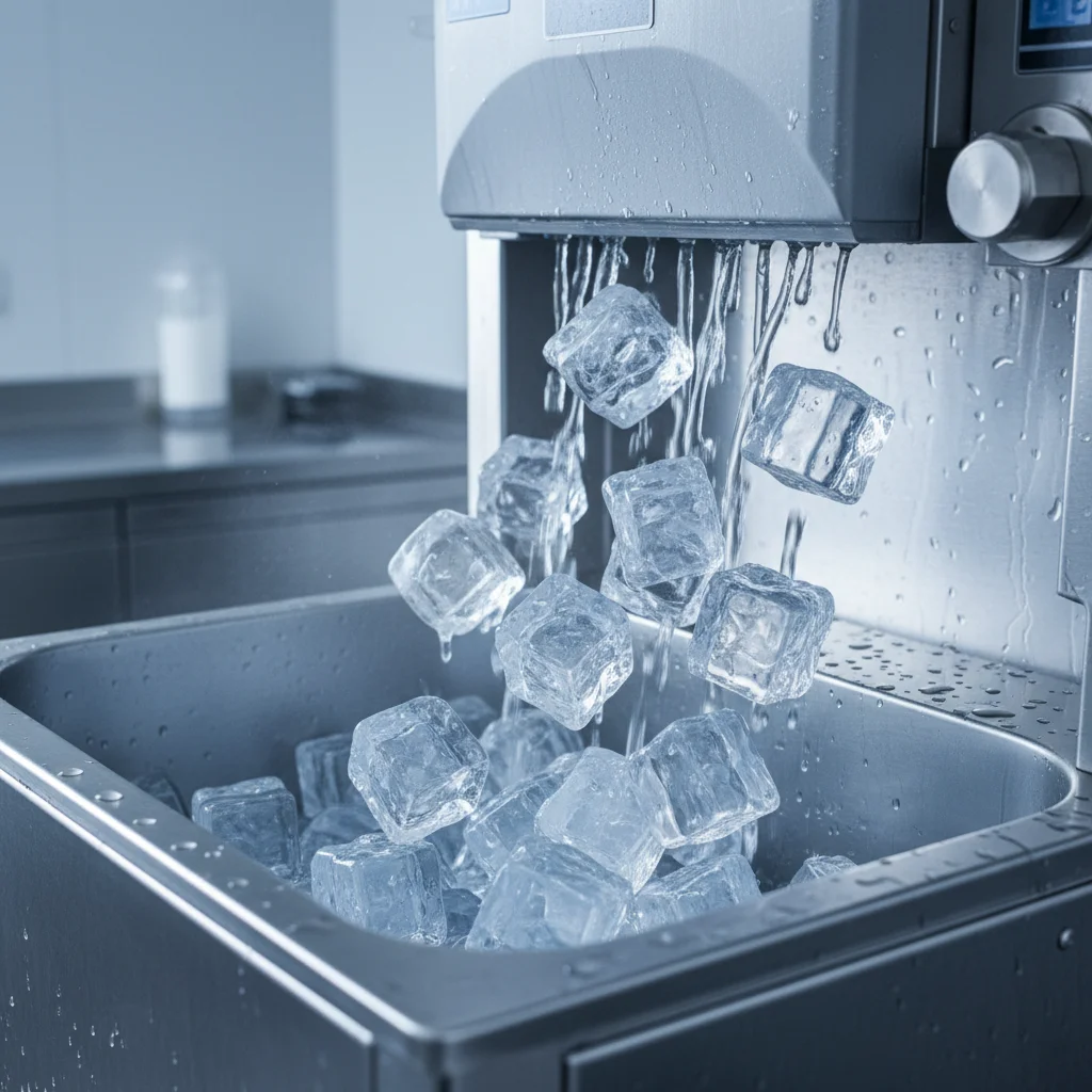 제빙기소독 - 소독 후 깨끗해진 얼음