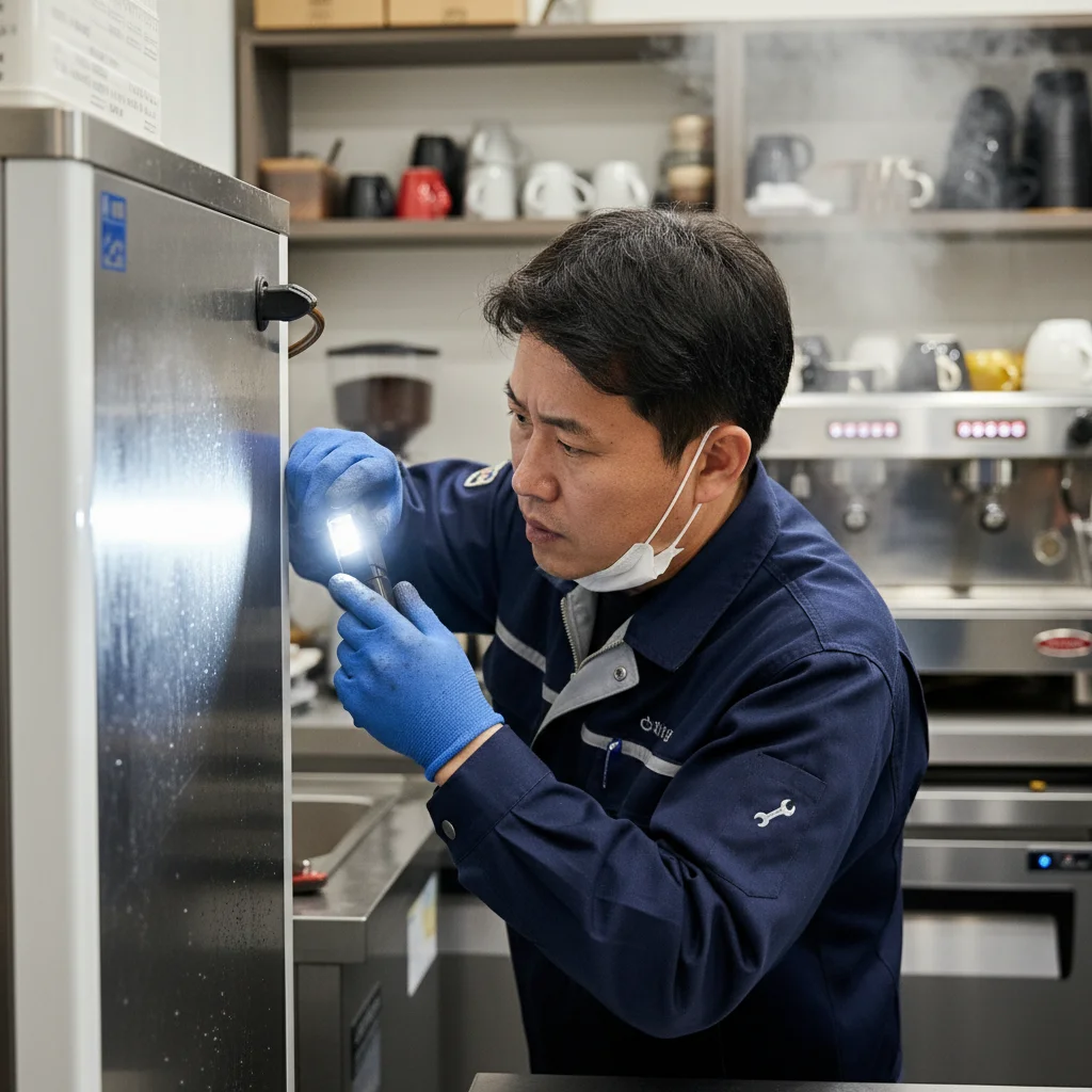 대구제빙기수리 - 제빙기 내부 점검 중인 기사님