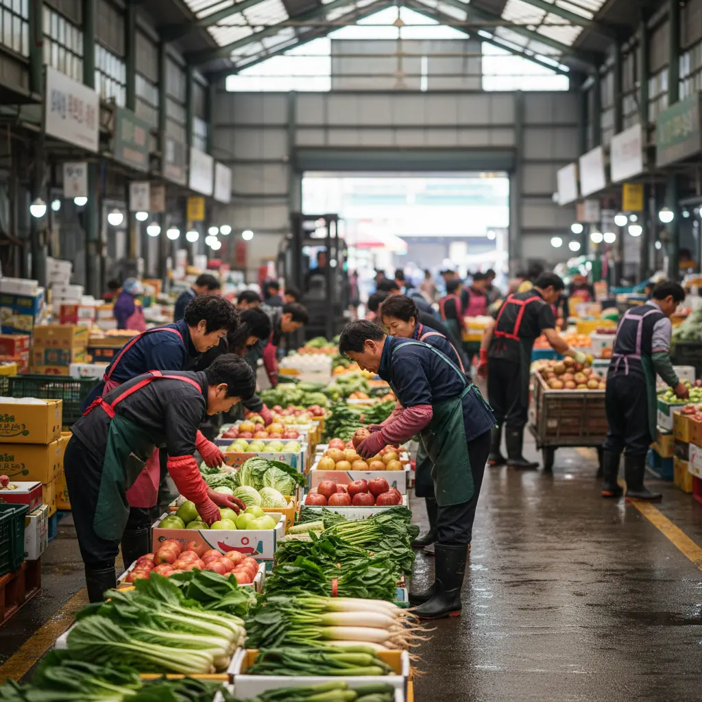 농산물위탁판매 - 실제 농산물 도매시장 현장