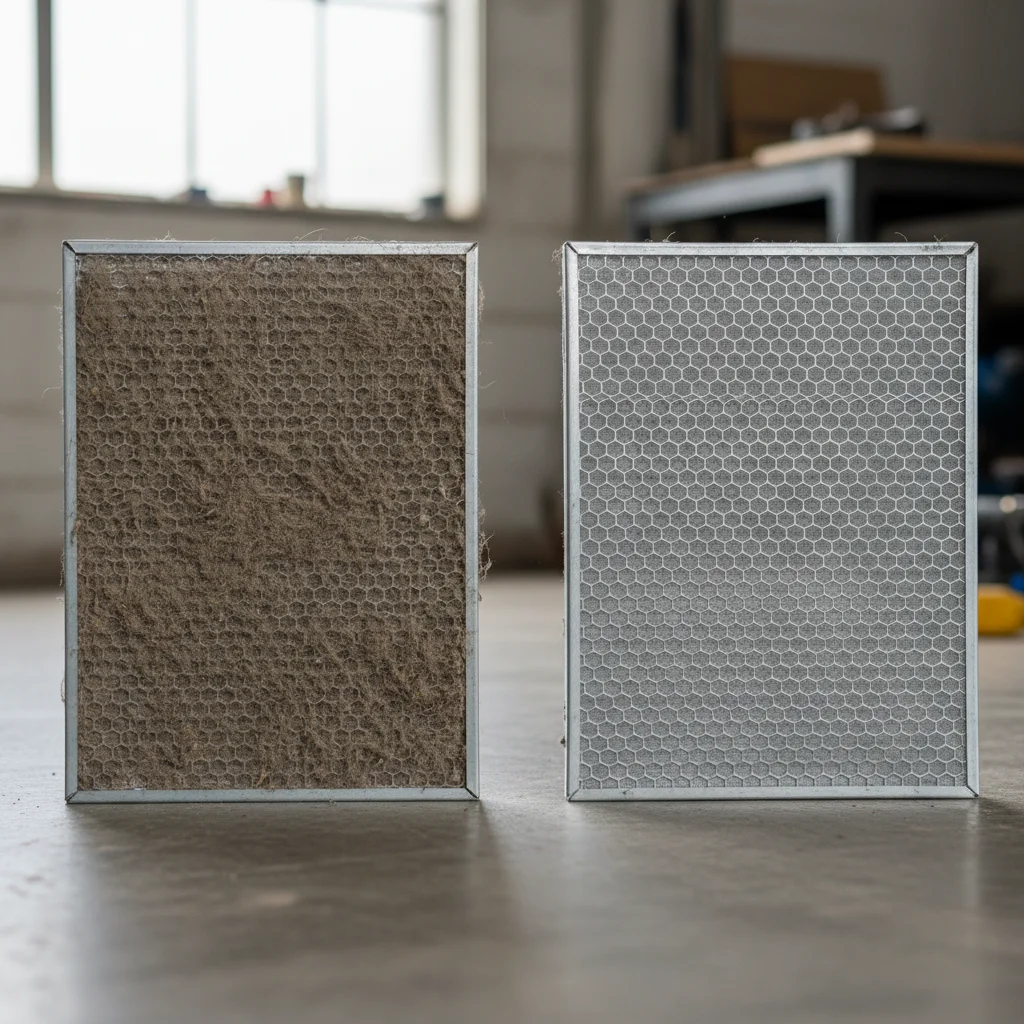 제빙기고장 - 필터 청소 전후