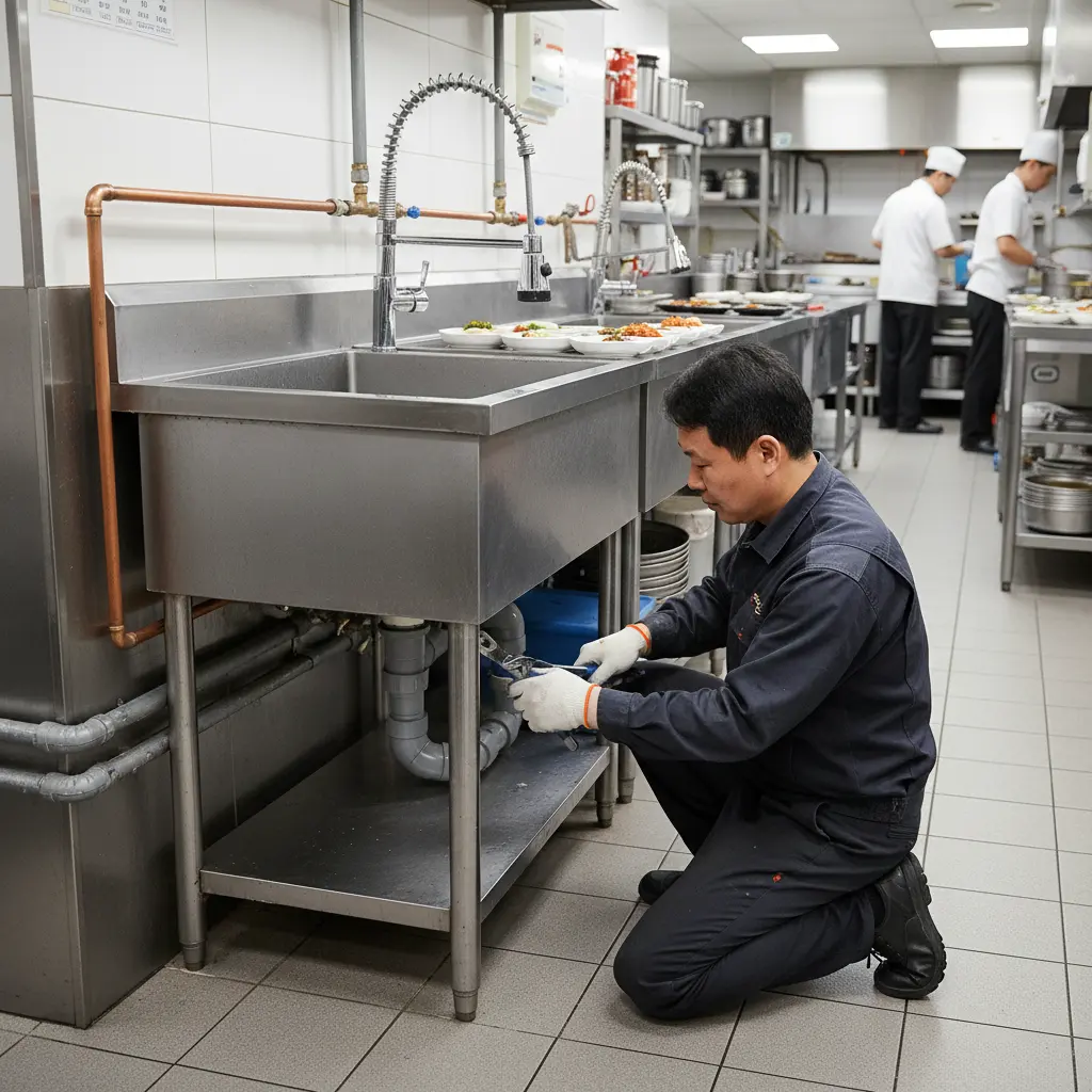 업소용씽크 - 배수구 위치 확인 필수