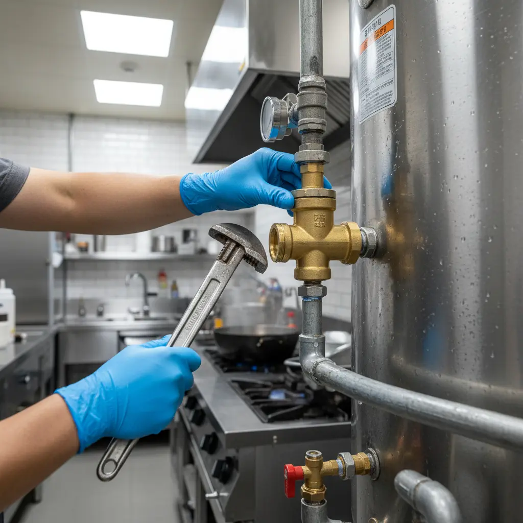 업소용온수기 - 필수 부품 감압밸브 설치