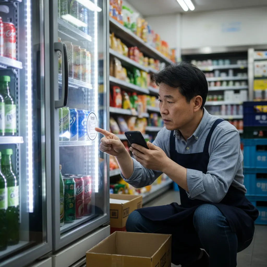 음료쇼케이스중고 - 제조년월 라벨 확인