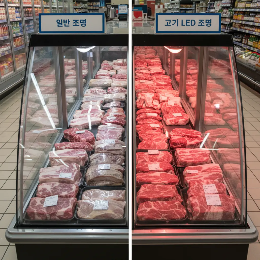 육류냉장쇼케이스 - 정육 전용 조명의 효과
