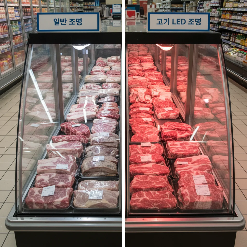 육류냉장쇼케이스 - 정육 전용 조명의 효과