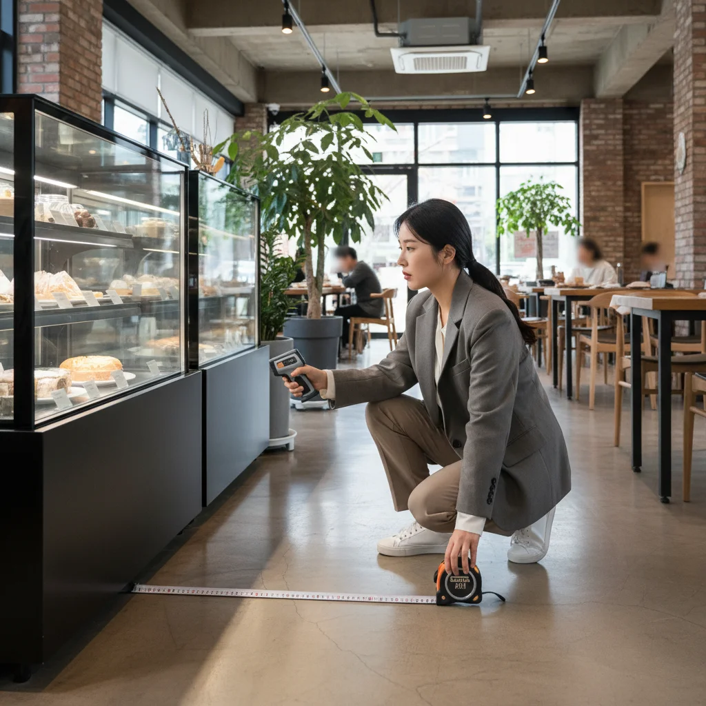 빵앞문쇼케이스 - 통로 공간 확보 필수