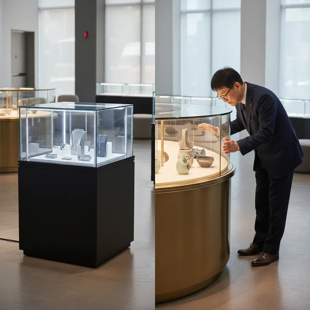 디저트LED쇼케이스 - 사각 vs 라운드 비교