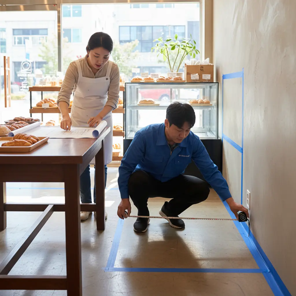 디저트앞문쇼케이스 - 설치 공간 15cm 확보
