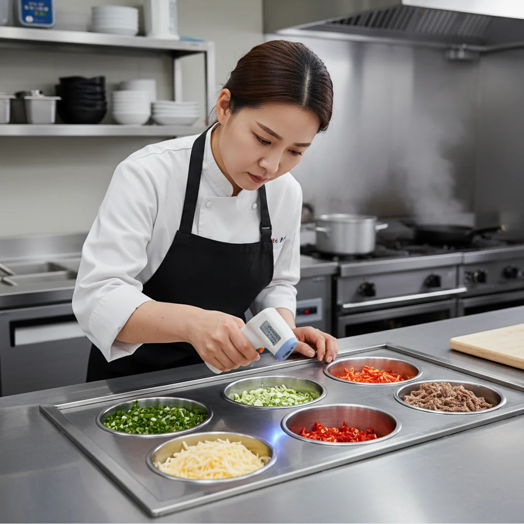 토핑알루미늄쇼케이스 - 온도 체크하는 사장님