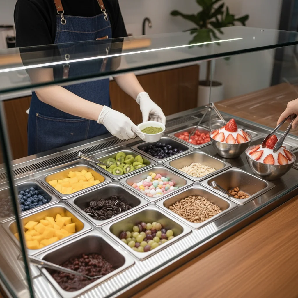 토핑알루미늄쇼케이스 - 다양한 바트 구성 예시