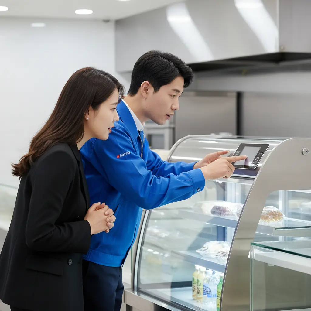 토핑알루미늄쇼케이스 - 컨트롤 패널 설명 중