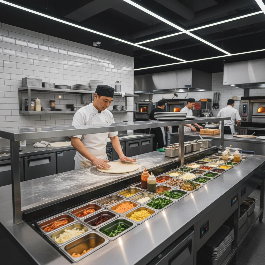 토핑뒷문쇼케이스 - 주방 동선의 핵심, 토핑쇼케이스