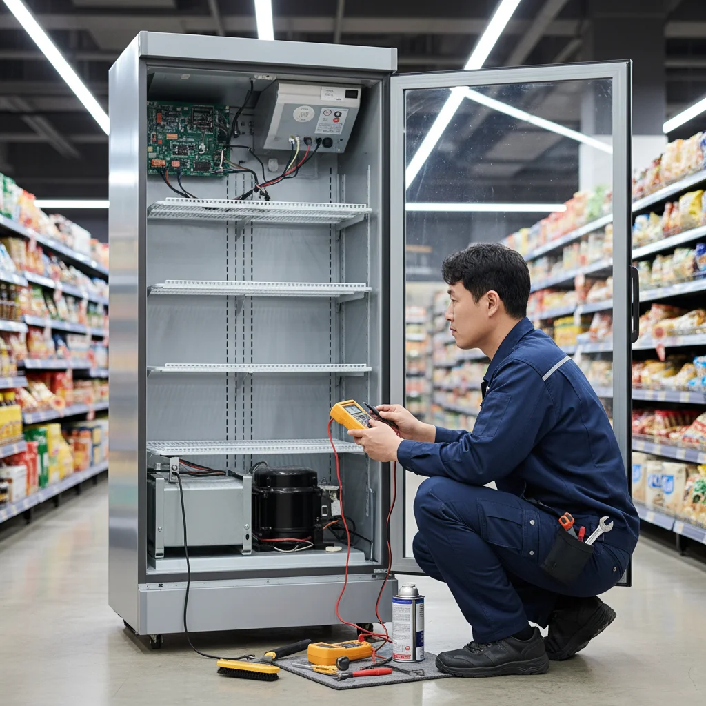 대형냉장쇼케이스 - 소음 잡는 실외기 설치