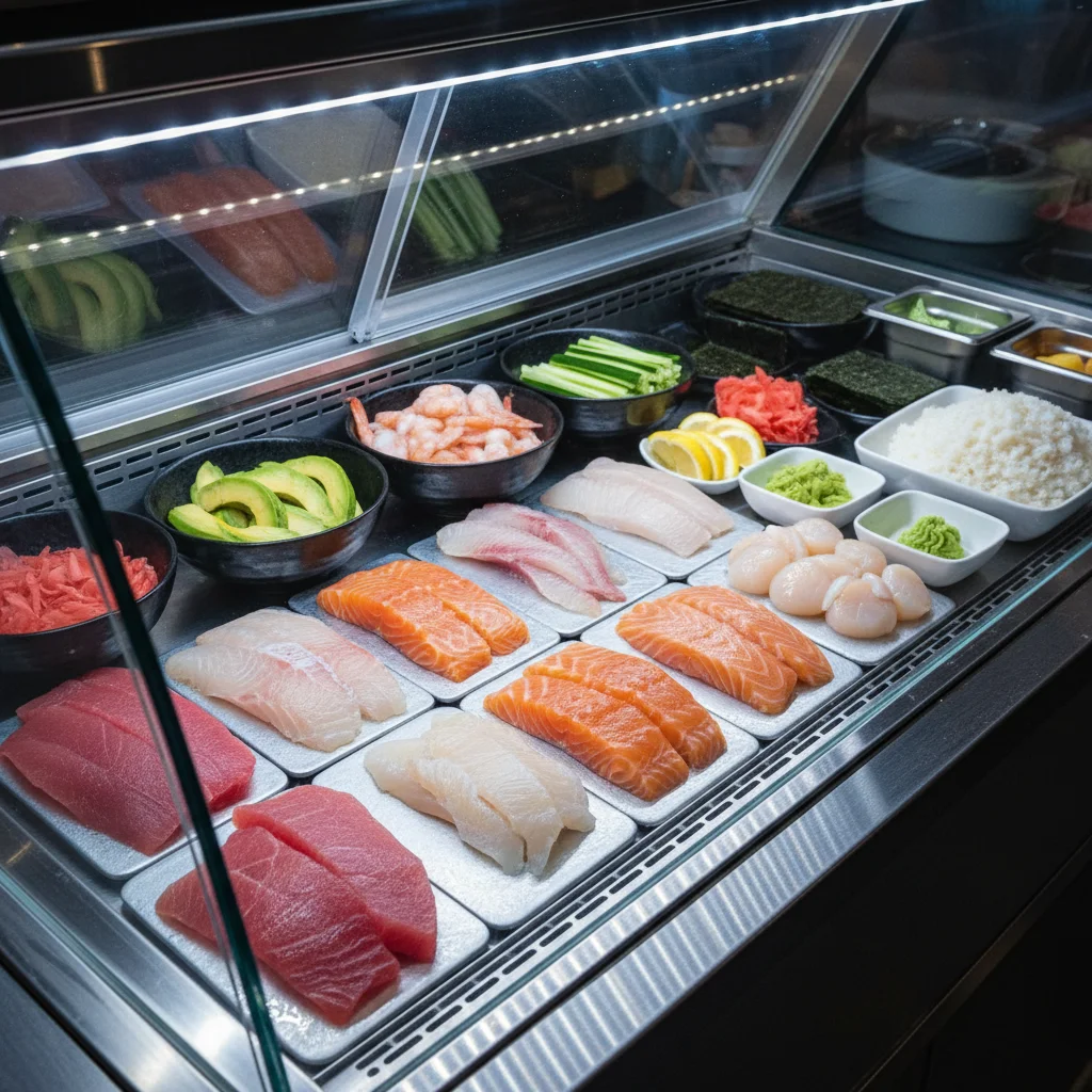 스시냉장고 - 직냉식 쇼케이스 내부