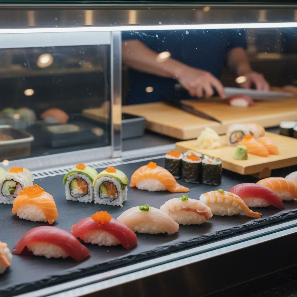 신선함이 생명인 스시진열장