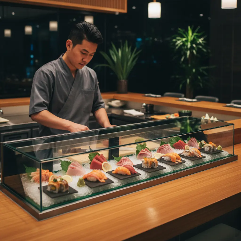스시냉장쇼케이스 - 고급스러운 프레임리스