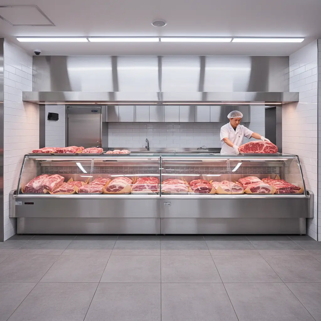 정육점뒷문쇼케이스 - 작업 효율을 높이는 후면 도어형 쇼케이스
