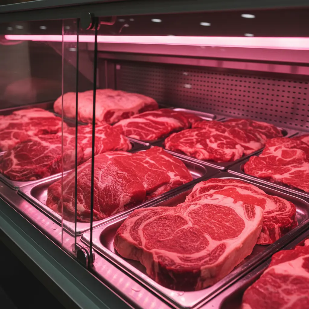 정육점뒷문쇼케이스 - 고기 색감을 살리는 전용 LED 조명