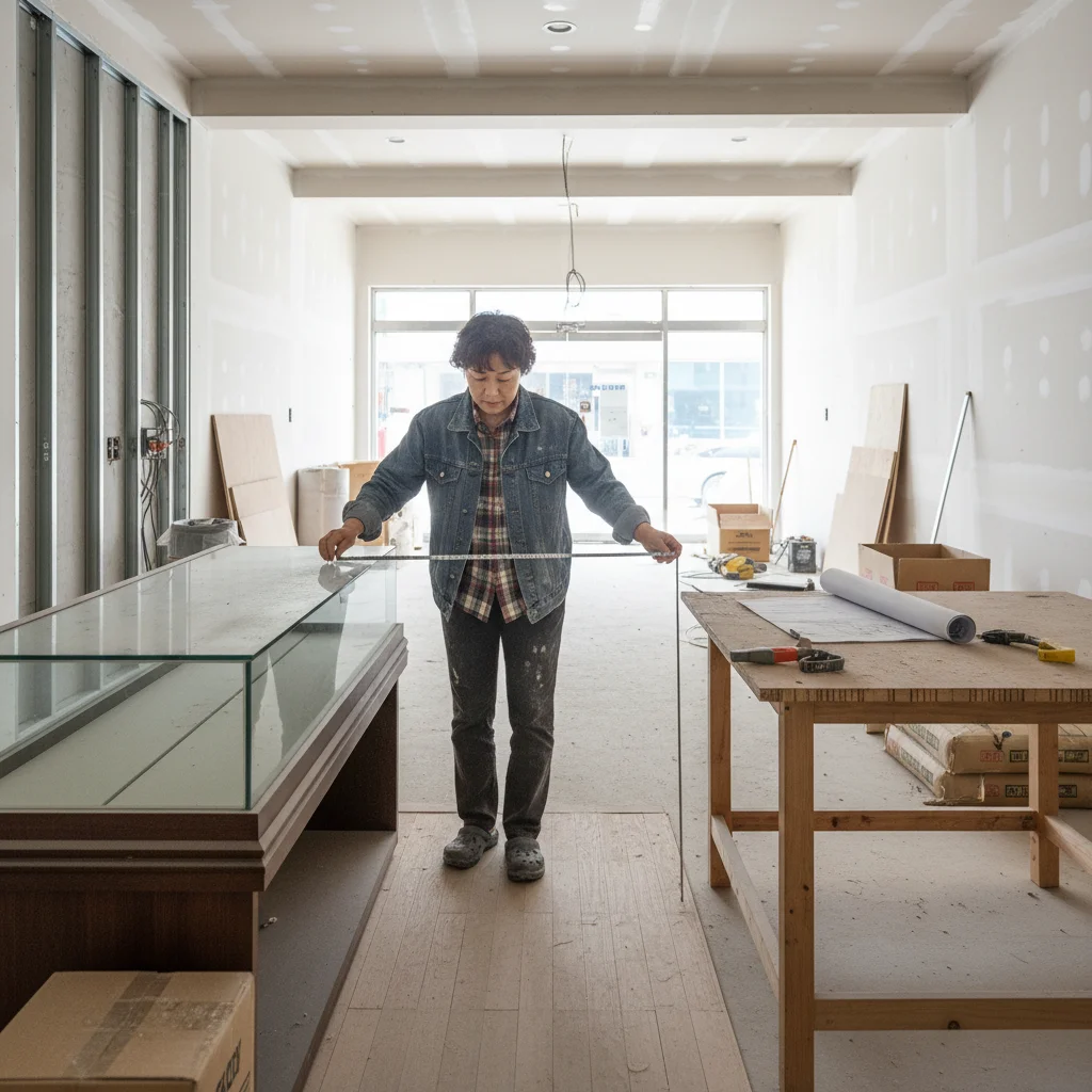 정육점뒷문쇼케이스 - 설치 전 작업 공간 거리 확보 필수