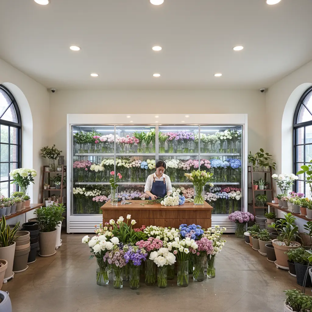 꽃집쇼케이스 - 1500mm 대형 쇼케이스 설치 예시