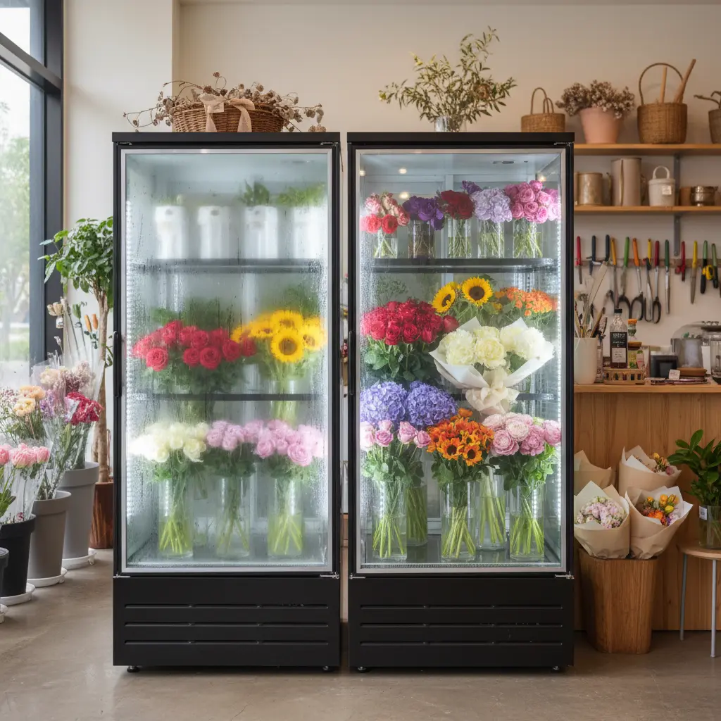 꽃집뒷문쇼케이스 - 페어글라스 vs 일반유리