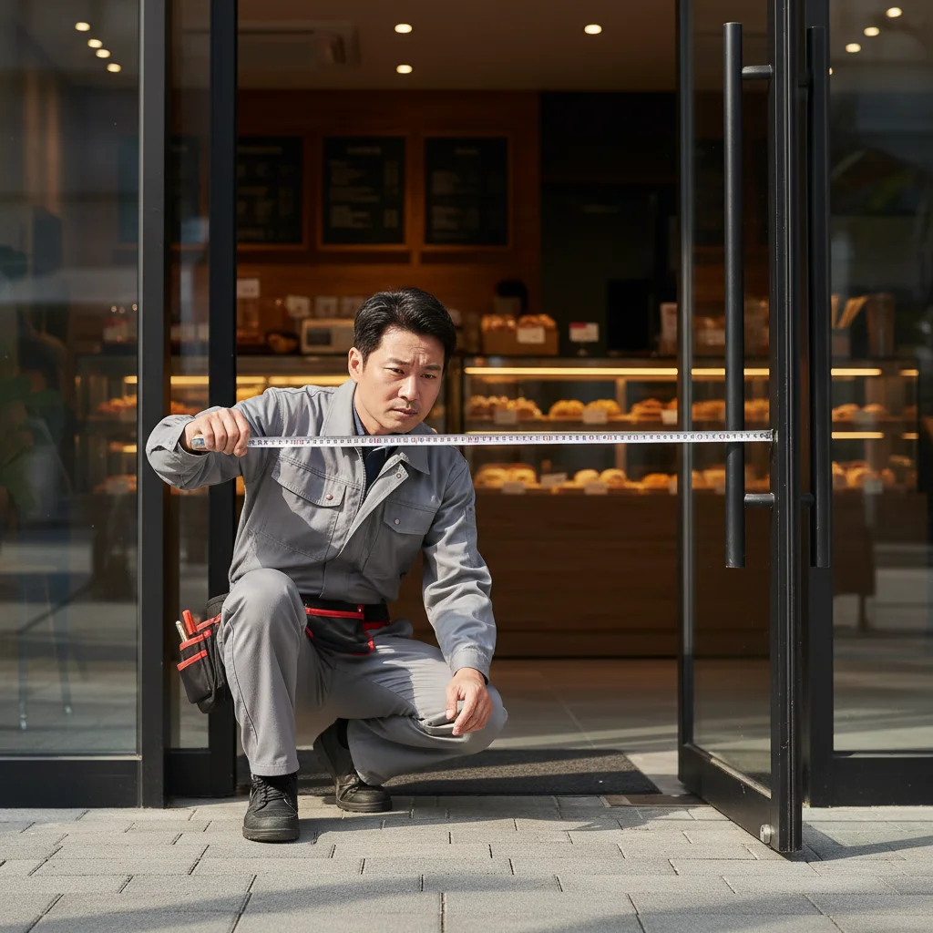 빵집앞문쇼케이스 - 설치 전 진입로 실측 필수