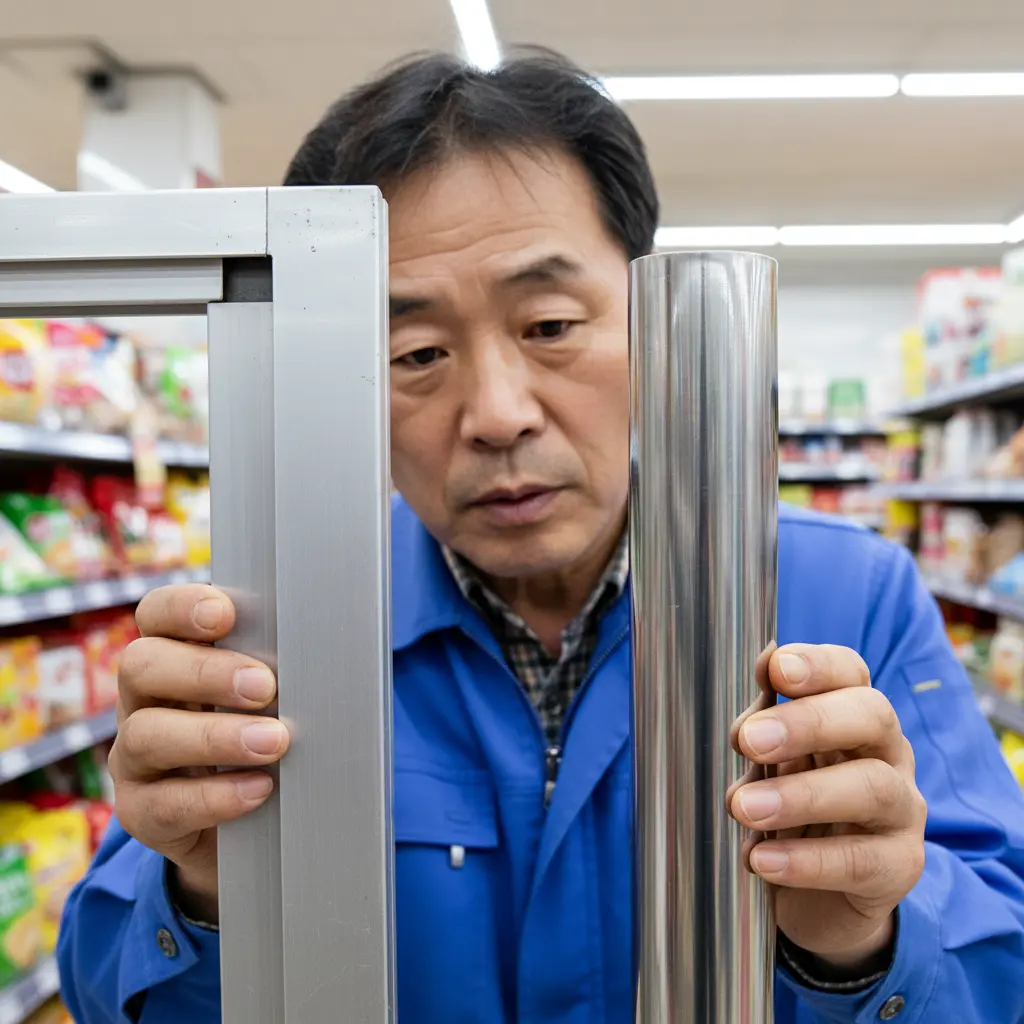 마트알루미늄쇼케이스 - 알루미늄 vs 스텐 재질 비교
