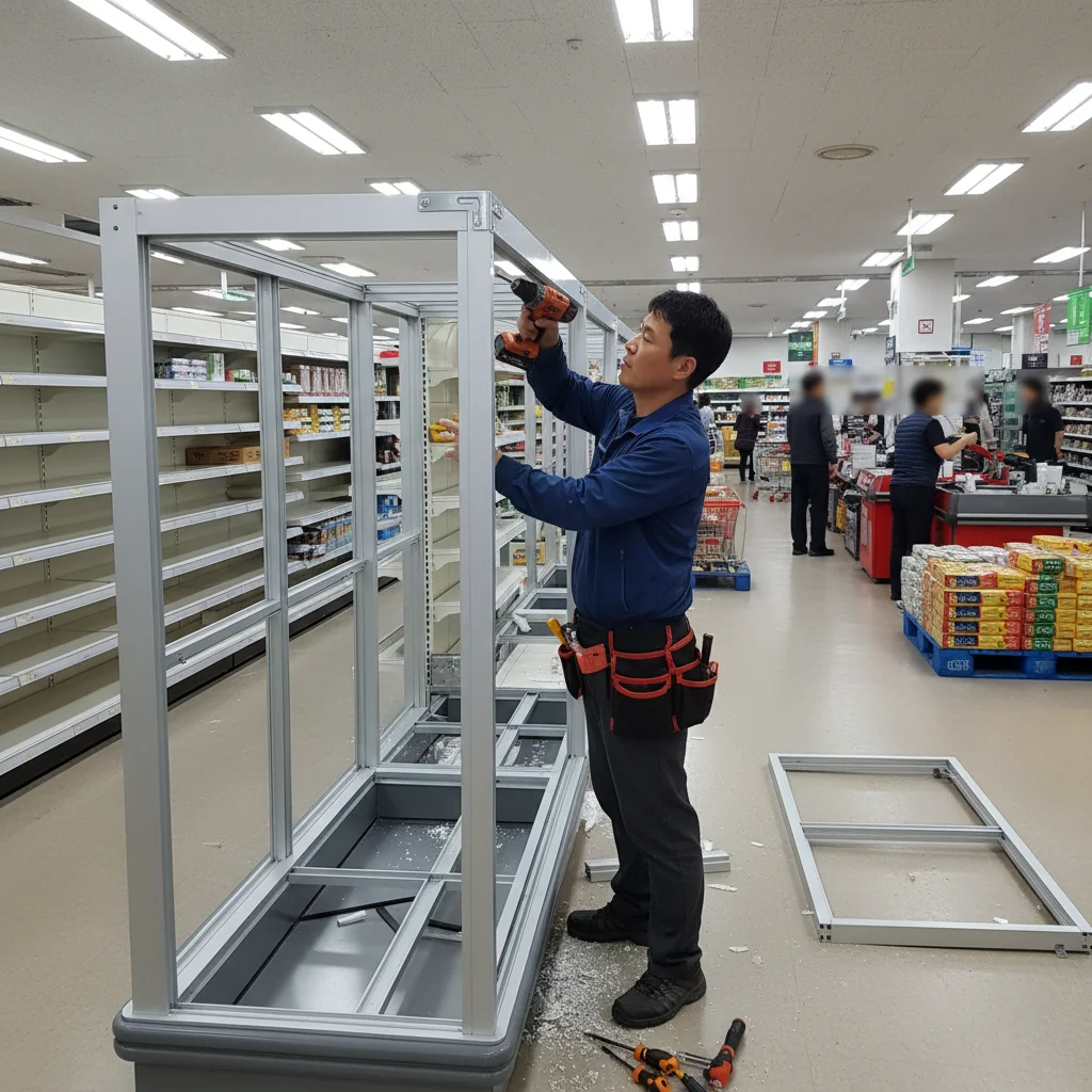 마트알루미늄쇼케이스 - 쇼케이스 설치 현장