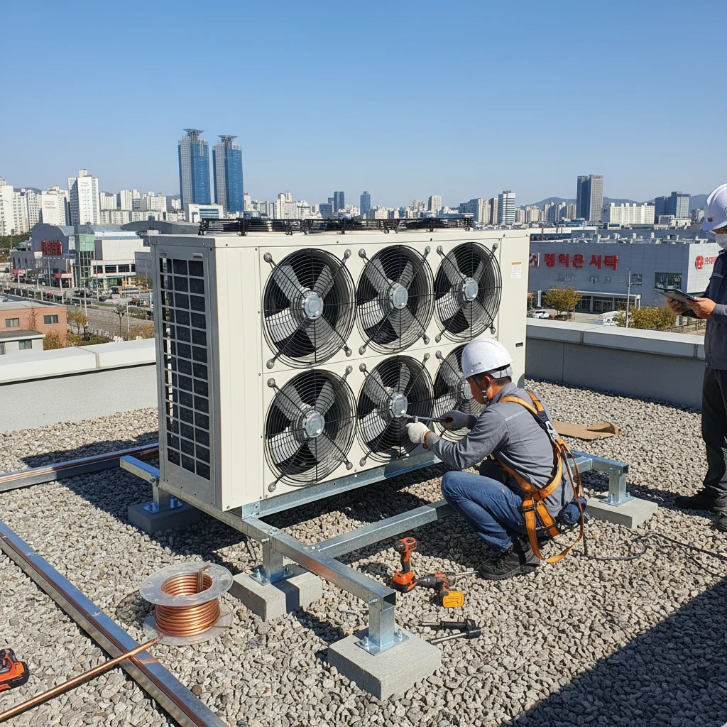 대형마트오픈쇼케이스 - 실외기 분리형 설치 현장