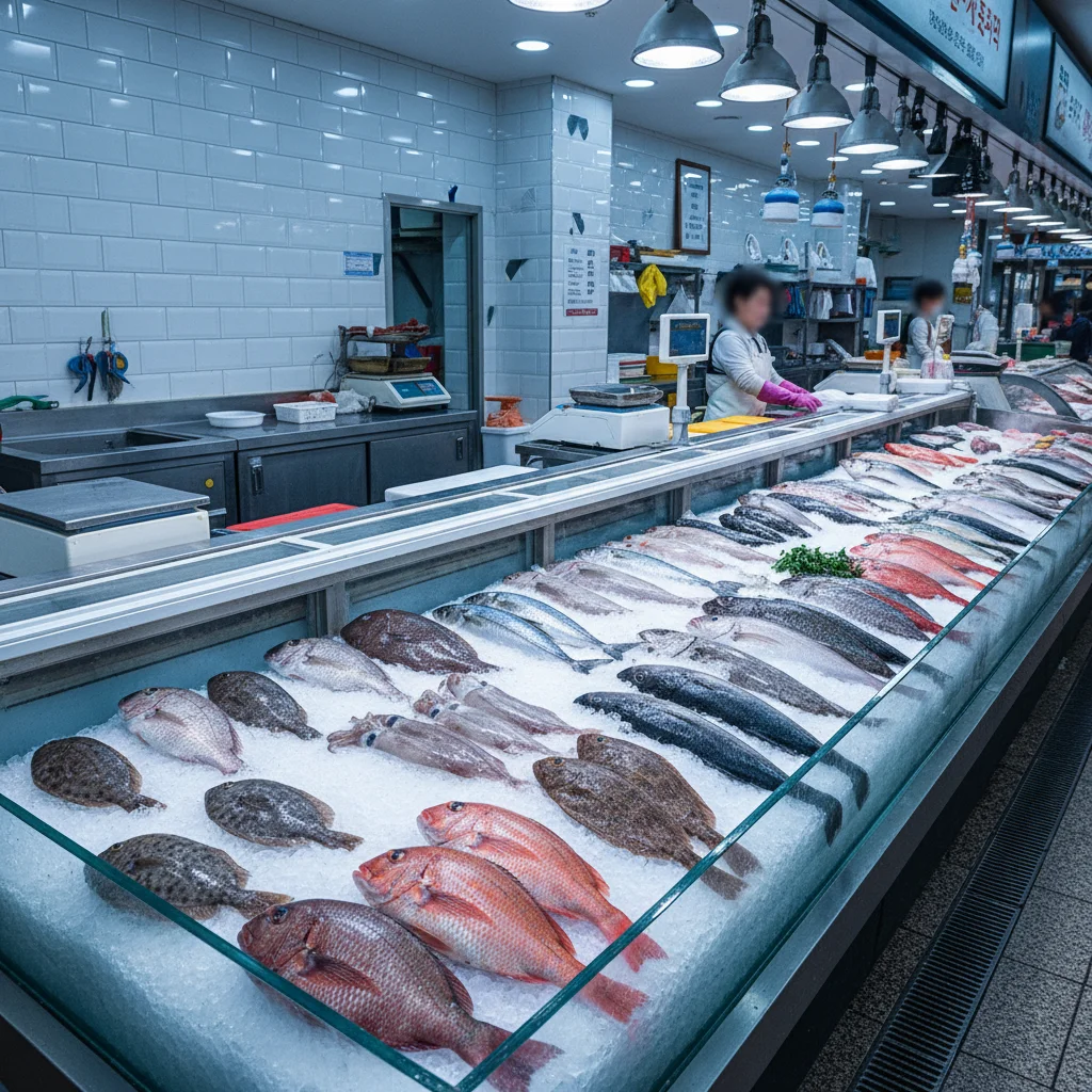 생선냉장쇼케이스 - 시장용 생선 평대