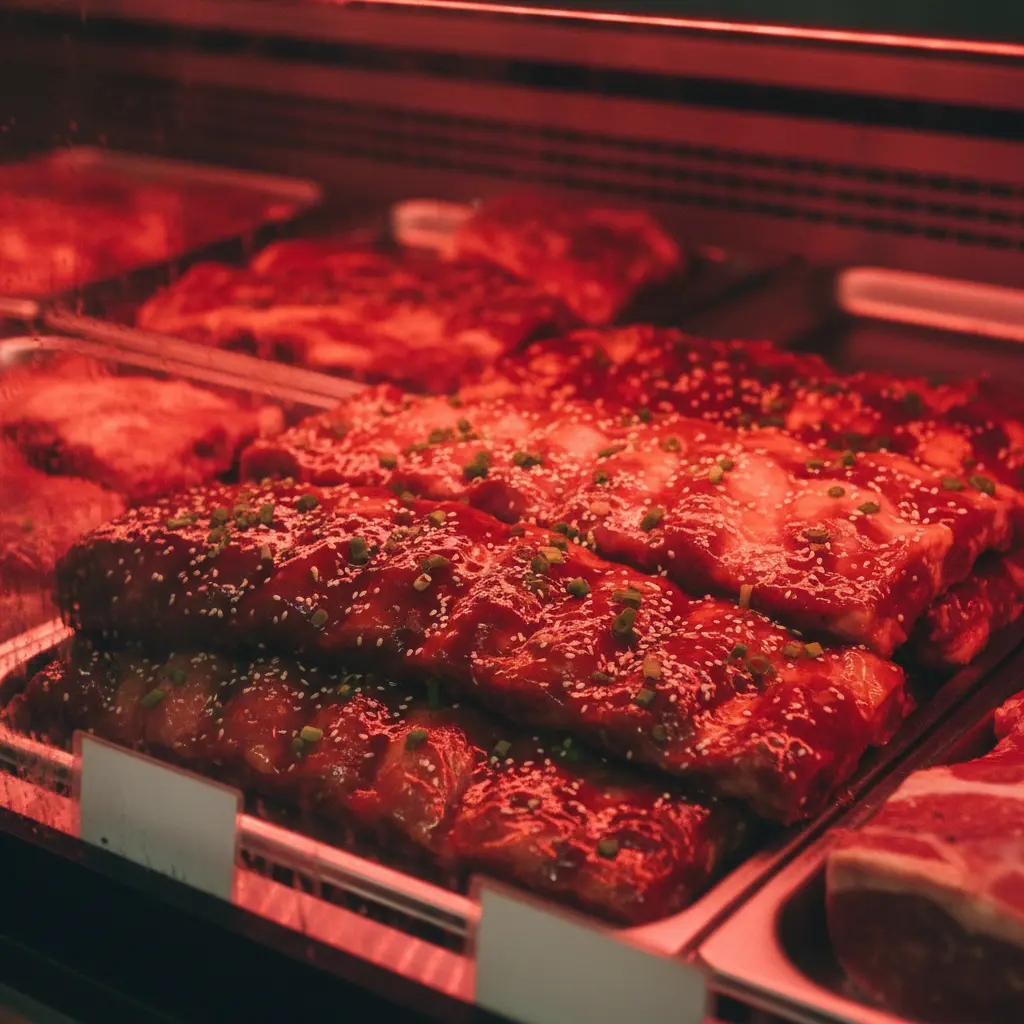 양념육냉장쇼케이스 - 정육 전용 조명의 중요성