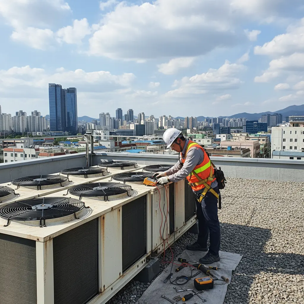 마트용쇼케이스업체 - 실외기 설치 공간 점검