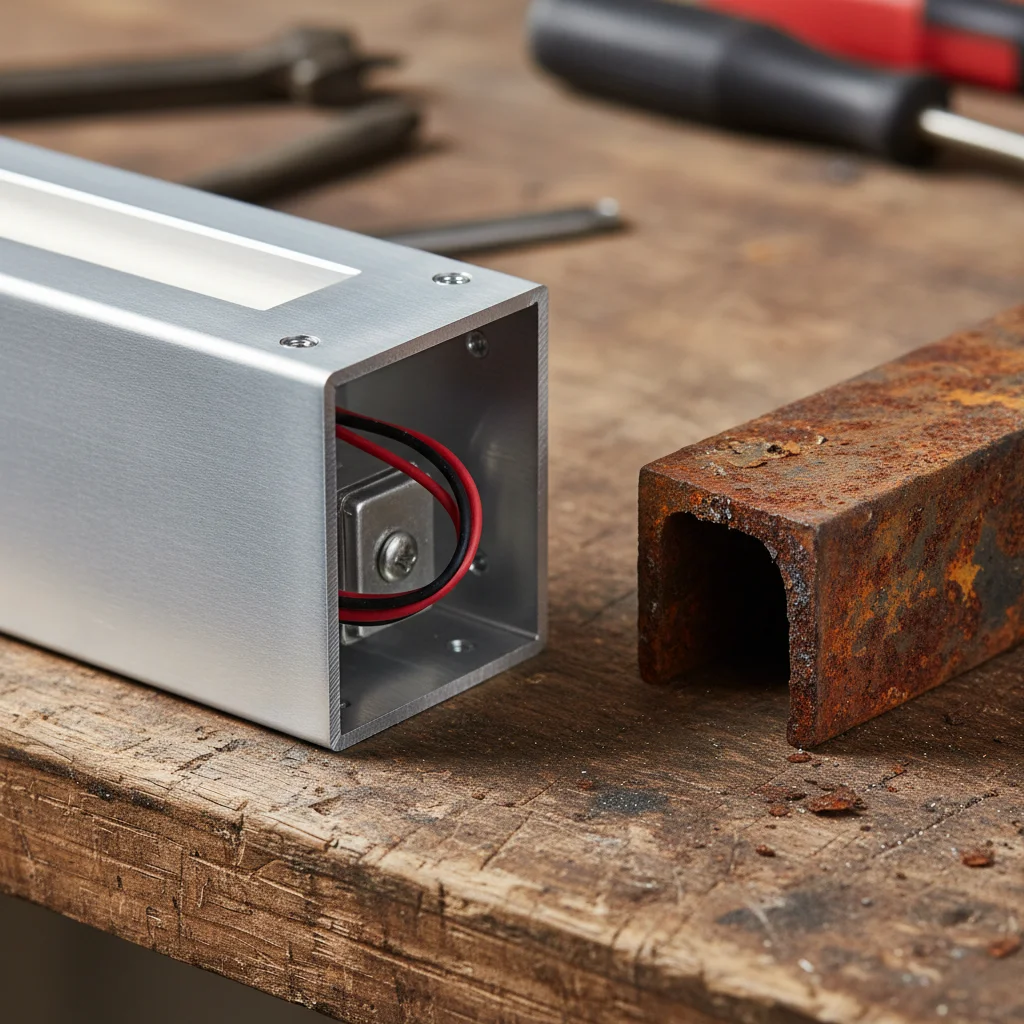 마트용알루미늄쇼케이스업체추천 - 알루미늄 프레임과 일반 스틸 프레임의 부식 차이 비교