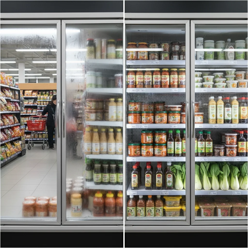 마트용알루미늄쇼케이스비용 - 결로 현상 비교