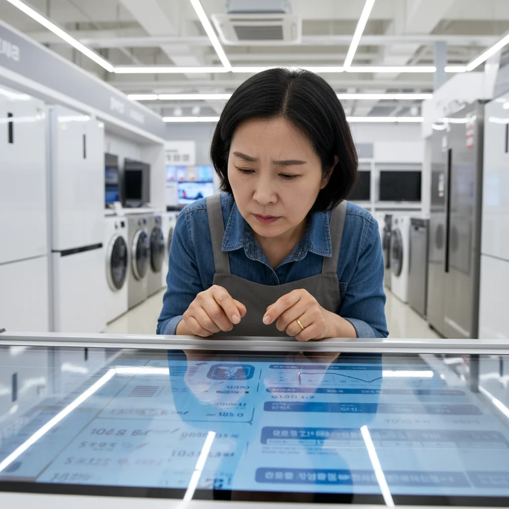 마트용알루미늄쇼케이스제품 - 쇼케이스 가격표 확인하는 사장님