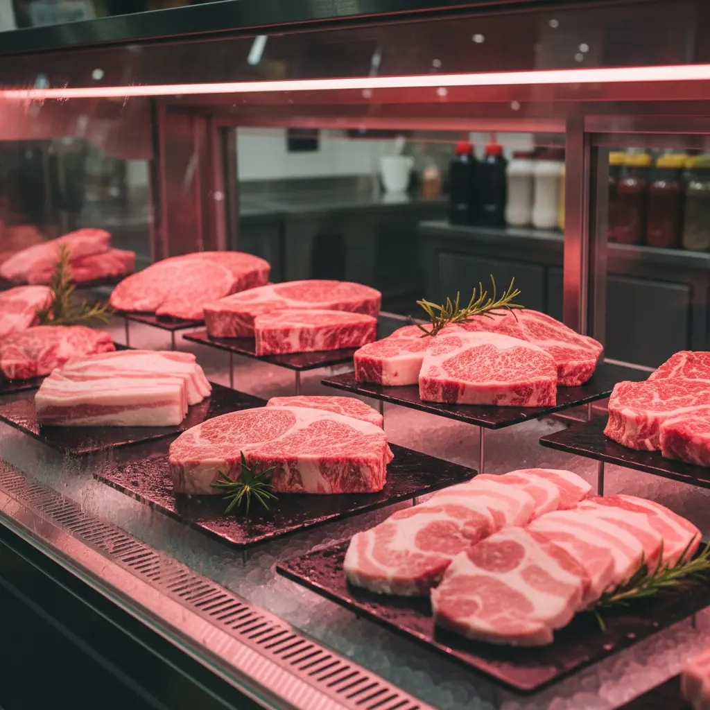 마트용LED쇼케이스견적문의 - 정육 코너 전용 LED 효과