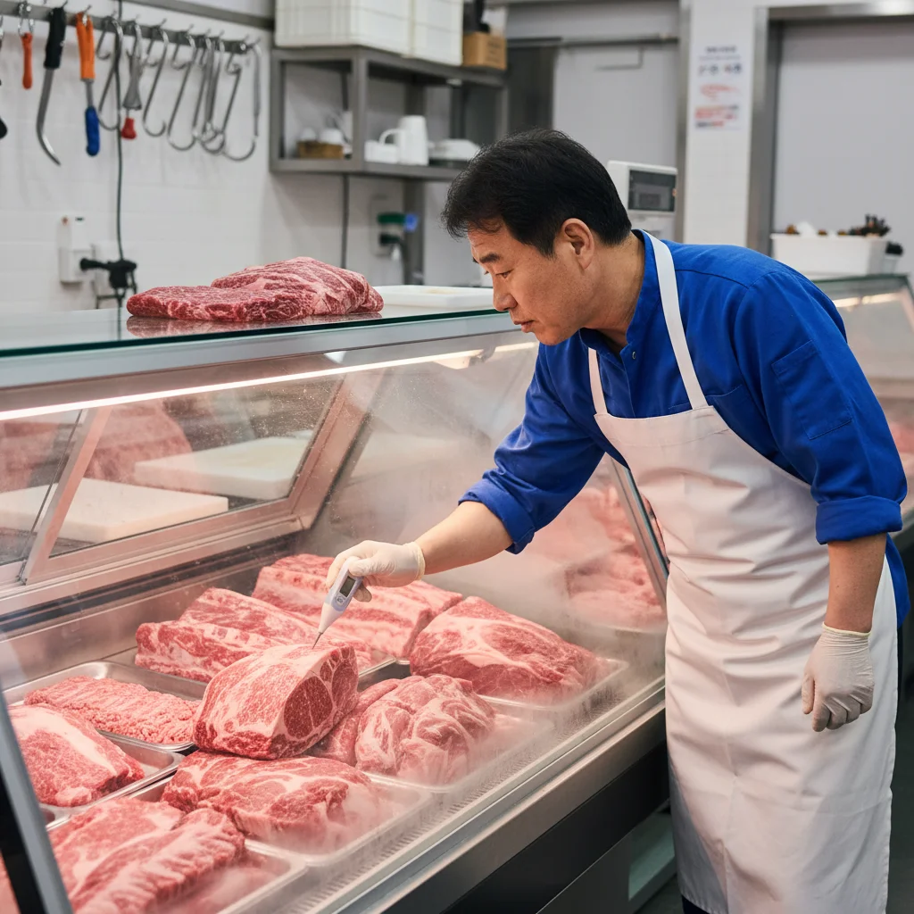 마트용오픈쇼케이스맞춤제작 - 정육 코너는 온도 유지가 생명입니다