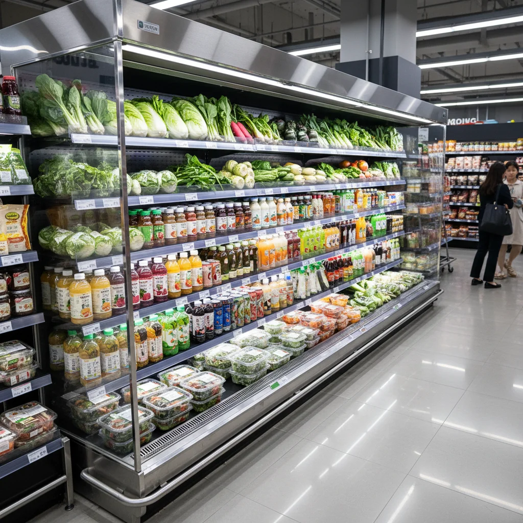 마트용오픈다단쇼케이스설치 - 최신형 마트 쇼케이스 설치 모습