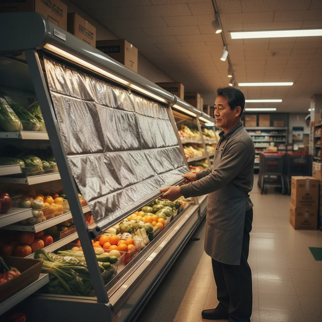 마트용오픈다단쇼케이스설치 - 전기세 절약 나이트 커버