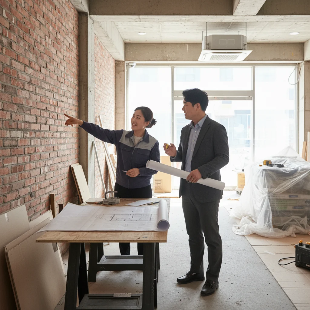 마트용오픈다단쇼케이스맞춤제작 - 현장 실측과 도면 미팅