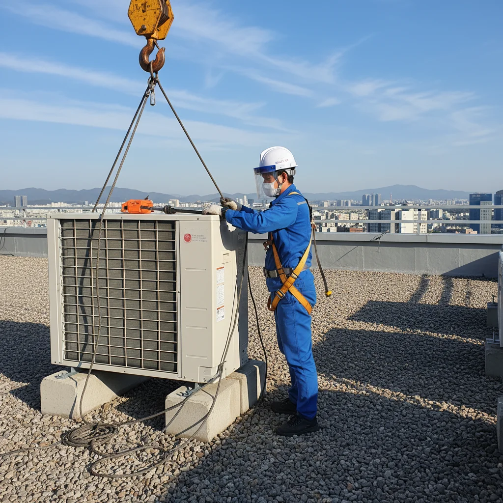 마트용냉장쇼케이스비용 - 실외기 설치 공사 현장