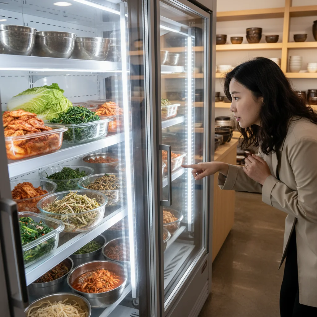 반찬용냉장고업체 - 반찬 쇼케이스 실제 진열 모습