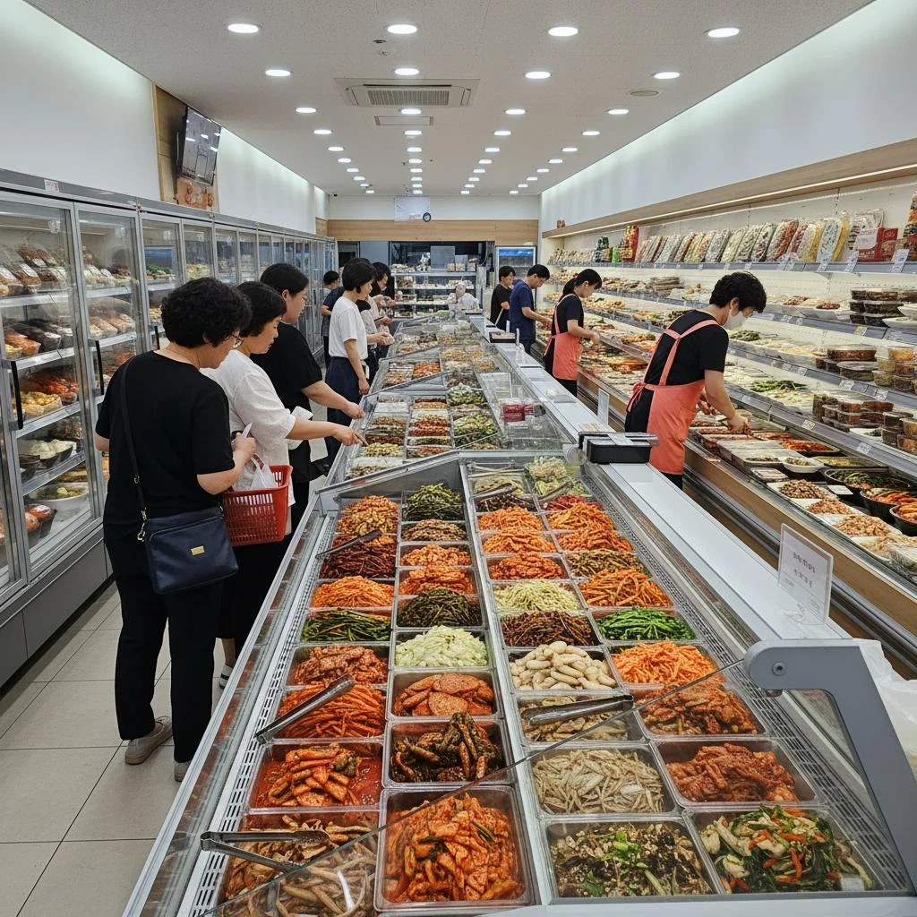 반찬용알루미늄쇼케이스추천 - 다양한 사이즈의 쇼케이스 배치 예시